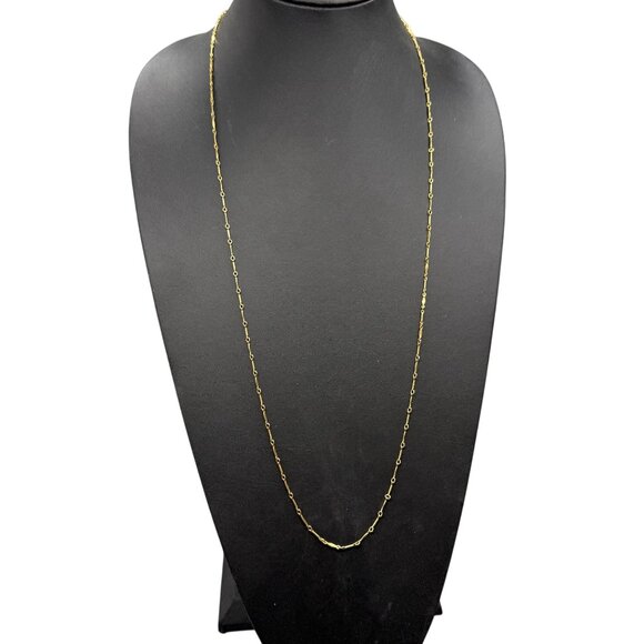 Lenora Dame Necklace Chain Link Long Classic Timeless Minimalist Gold Tone 33" - Picture 2 of 7